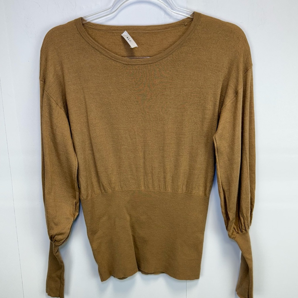 A.L.C. Brown Tan Long Sleeve Top Soft Preppy Academia Office Casual